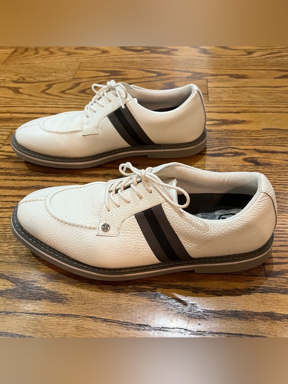 G/FORE Men’s Leather Grosgrain Gallivanter Spikeless Golf Shoes Sz 12 White Grey - Picture 6 of 14
